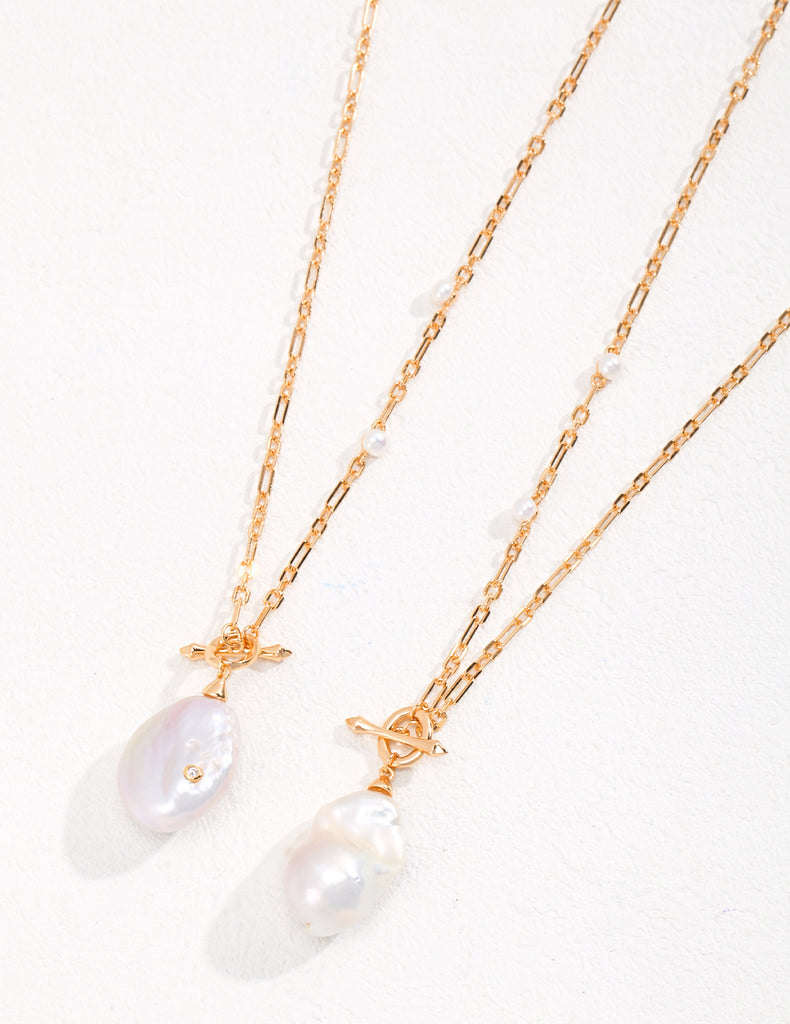 Baroque pearl long necklace