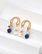 Natural pearl lapis lazuli Shoushan stone earrings