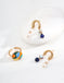 Natural pearl lapis lazuli Shoushan stone earrings