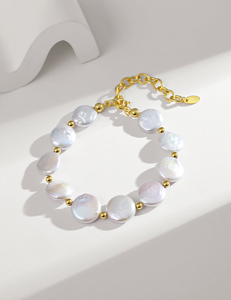 Baroque button pearl bracelet