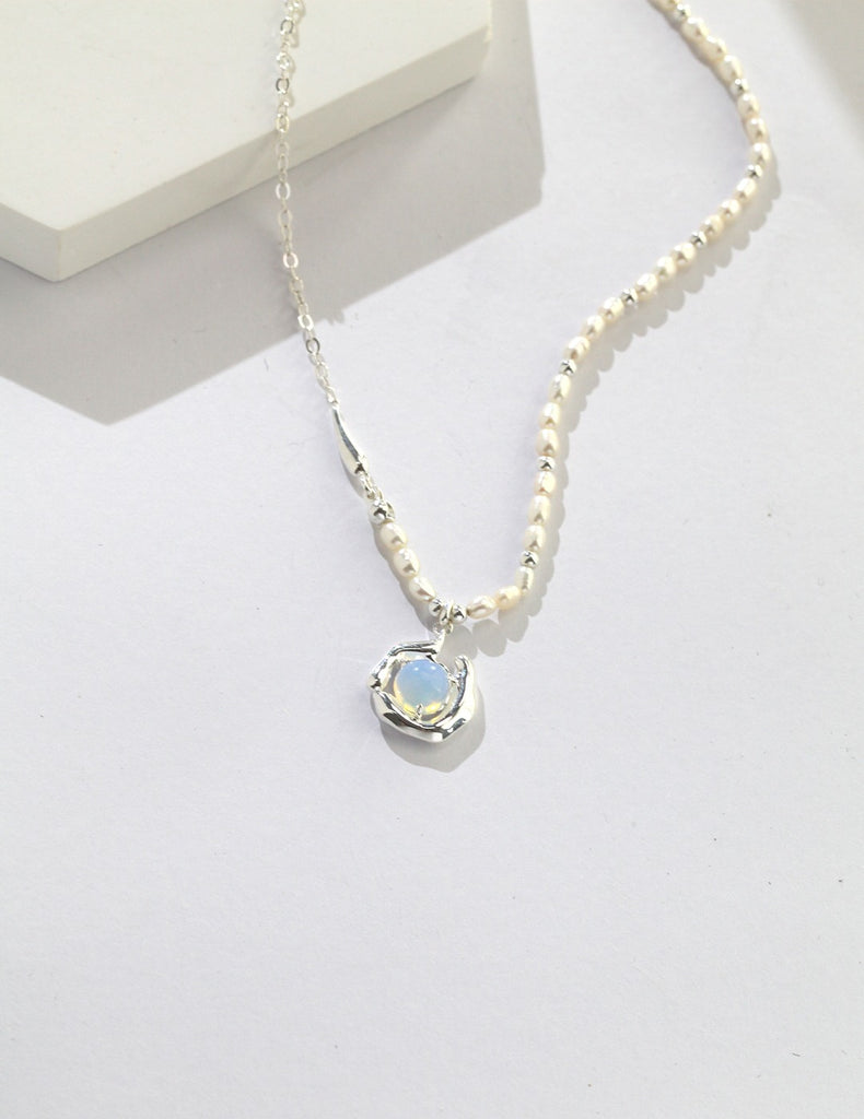 sterling silver opal necklace