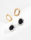 S925 Silver Simple onyx/mother shell earrings