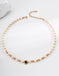 S925 Silver natural pearl tiger eye zircon necklace