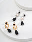 S925 Silver natural pearl onyx earrings